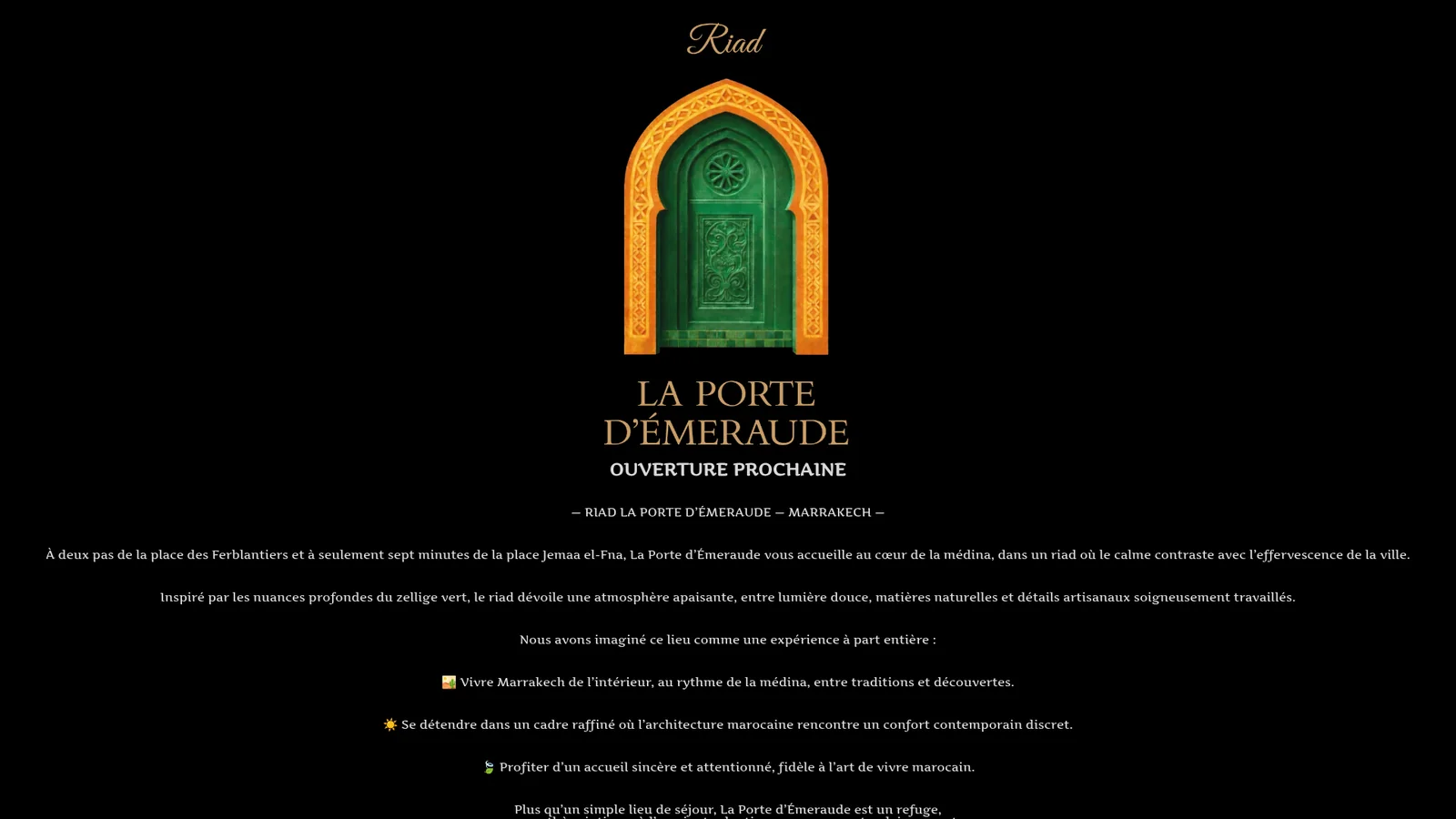 Location Riad Marrakech — La Porte d'Émeraude